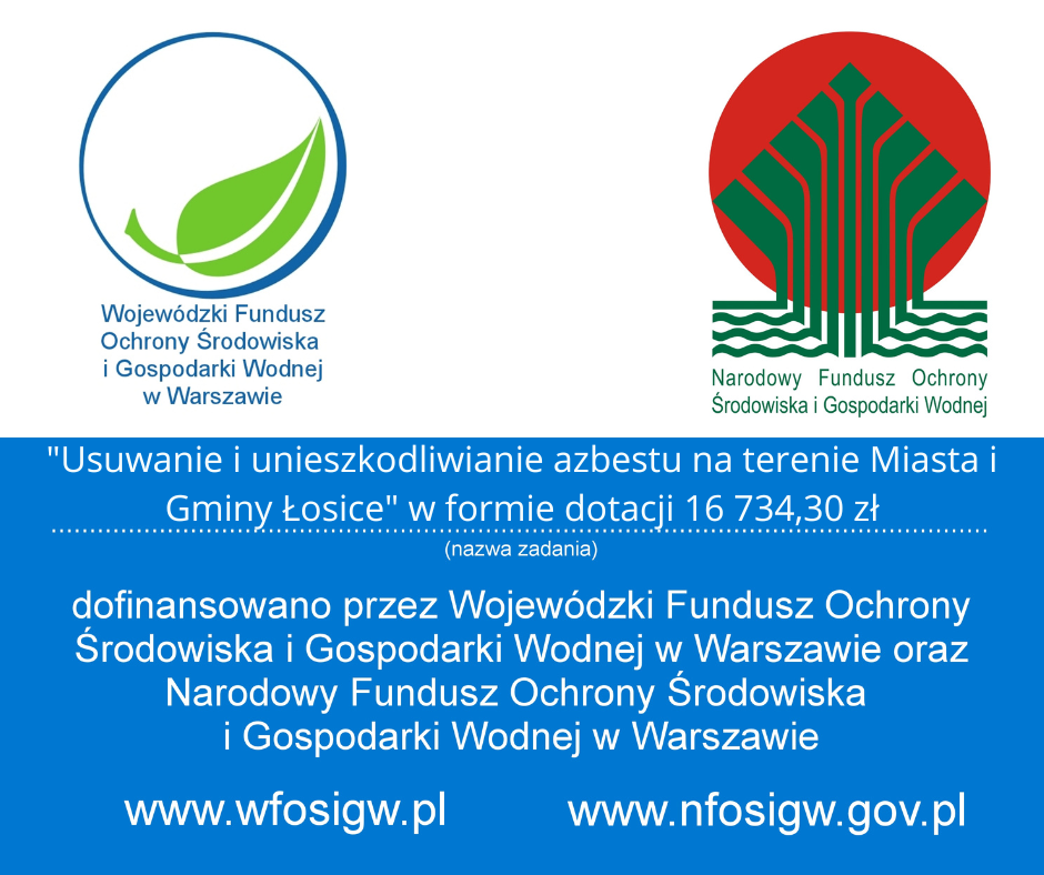 Baner informujący o kwocie dofinansowania z WFOŚiGW  